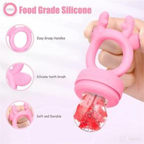 img 2 attached to 🍓 SHARE&amp;CARE Fresh Food Feeder Pacifier (2 Pack) with 3 Sizes Replaceable Silicone Pouches - Food Grade Silicone Fresh Fruit Feeders (Pink-Purple) for Enhanced SEO