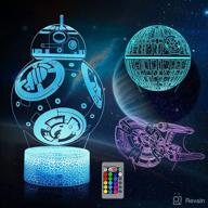 🌟 3d illusion night light for kids, led desk lamp with 3 patterns, 16 color changing decor nightlight. death star, bb-8, and starships toys as perfect gifts for kids and star wars enthusiasts логотип