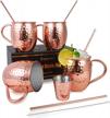 handcrafted moscow mule mugs & beer glasses set with copper accessories - perfect gift for any occasion! logo