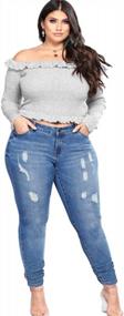 img 1 attached to Comfy Stretch Skinny Jeans For Plus Size Women, Distressed Ripped Denim Pants - Tulucky Boyfriend Jeans
