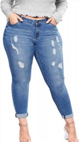 img 4 attached to Comfy Stretch Skinny Jeans For Plus Size Women, Distressed Ripped Denim Pants - Tulucky Boyfriend Jeans
