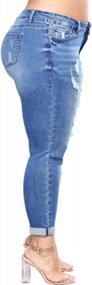 img 3 attached to Comfy Stretch Skinny Jeans For Plus Size Women, Distressed Ripped Denim Pants - Tulucky Boyfriend Jeans