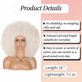 img 1 attached to Kalyss 16" Afro Kinky Curly Hair Platinum Wigs for Black Women - Large, Bouncy, and Soft Natural-Looking Synthetic Hair Wigs for Women with 150% Density