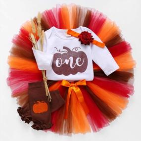 img 3 attached to Baby Girl'S 1St Birthday Outfit: Pumpkin Long Sleeve Romper, Tulle Tutu Skirt & Headband Fall Clothes Set