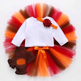 img 2 attached to Baby Girl'S 1St Birthday Outfit: Pumpkin Long Sleeve Romper, Tulle Tutu Skirt & Headband Fall Clothes Set