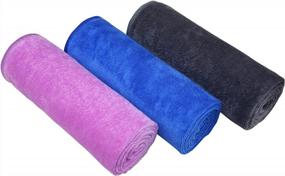 img 4 attached to 3-Pack Microfiber Sports Towel Set For Men & Women | Fast Drying, Absorbent Gym Towels For Fitness, Yoga, Golf, Camping | Gift Present Idea.