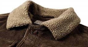 img 3 attached to Utcoco мужские винтажные флисовые вельветовые джинсовые куртки с подкладкой из шерпы и пуговиц с лацканами, утолщенные зимние пальто