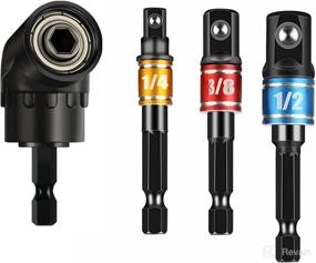 img 4 attached to 🔧 Impact Grade Driver Socket Adapter Extension Set with Drill Bit and Right Angle Drill, 3-Piece 1/4 3/8 1/2" Universal Socket Adapter Set, 105 Degree Right Angle Screwdriver Set with Drill Hex Bit