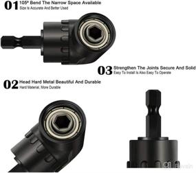 img 3 attached to 🔧 Impact Grade Driver Socket Adapter Extension Set with Drill Bit and Right Angle Drill, 3-Piece 1/4 3/8 1/2" Universal Socket Adapter Set, 105 Degree Right Angle Screwdriver Set with Drill Hex Bit