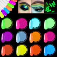 12 boxes luminous pigment nail powder, kalolary neon color nail powder pigment eyeshadow powder uv glow fluorescent matte colorant glow in the dark makeup logo
