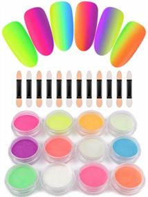 img 2 attached to 12 Boxes Luminous Pigment Nail Powder, Kalolary Neon Color Nail Powder Pigment Eyeshadow Powder UV Glow Fluorescent Matte Colorant Glow In The Dark Makeup