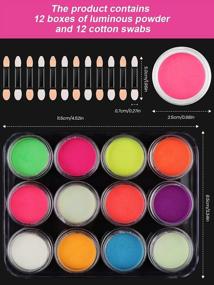 img 1 attached to 12 Boxes Luminous Pigment Nail Powder, Kalolary Neon Color Nail Powder Pigment Eyeshadow Powder UV Glow Fluorescent Matte Colorant Glow In The Dark Makeup