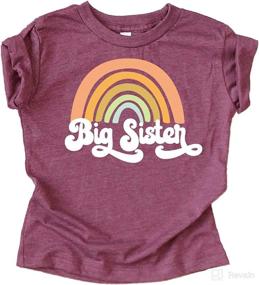 img 2 attached to 👕 Big Sister Sibling Reveal T-Shirt for Baby and Toddler Girls - Retro Rainbow Sibling Outfits