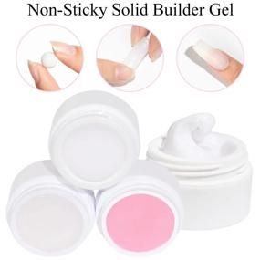 img 2 attached to 💅 MIZHSE Solid Builder Gel: Sculpture Nail Extension Gel - Clear, Pink, White Non-Sticky Hand Carving Gel for Stylish Nail Art - 15g (3 Colors)