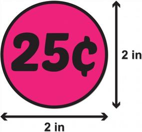 img 3 attached to 300 флуоресцентных розовых 2-дюймовых круглых ценниковых наклеек с предварительно напечатанными 25 центами для гаражных распродаж, блошиных рынков, розничных магазинов и многого другого — оптимизировано для SEO