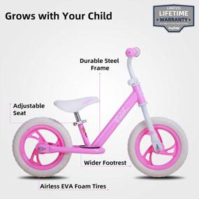 img 3 attached to JOYSTAR 12/14 Inch Kids Balance Bike For 2 3 4 5 6 Years Old Boys Girls, Lightweight Toddler Balance Bikes With Footrest And Handlebar Pads