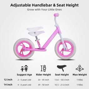 img 1 attached to JOYSTAR 12/14 Inch Kids Balance Bike For 2 3 4 5 6 Years Old Boys Girls, Lightweight Toddler Balance Bikes With Footrest And Handlebar Pads