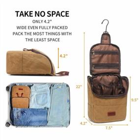 img 2 attached to Mens Toiletry Bag Waterproof Leather Canvas Hanging Travel Toiletry Bag Lightweight Dopp Kit Shaving Bag For Travel Accessories Brown