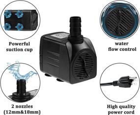 img 2 attached to 🐠 Homvik 400GPH Submersible Water Pump: Ultra Quiet & Efficient for Aquariums, Ponds, Fishbowls, and Fountains - 1500L/H, 25W, 2 Nozzles, 2M Lift Height