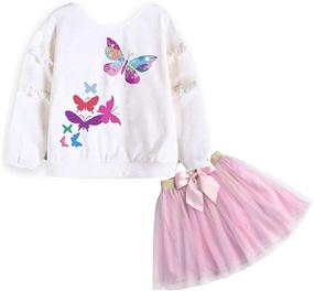 img 3 attached to DXTON Little Winter Printed T Shirt: Stylish Girls' Clothing at Dresses