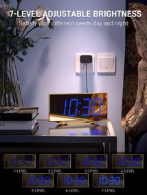 img 2 attached to Digital Alarm Clock For Living Room, 8.7" Large Mirror Surface Dual Alarms With 7 Adjustable Dimmer & Volume, 2 USB Chargers, Battery Backup Snooze And 12/24H Bedside Clock For Office Desk Or Bedroom