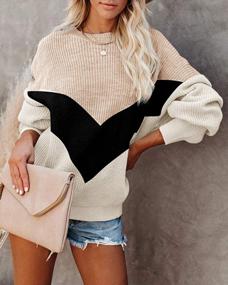 img 2 attached to Saodimallsu Womens Oversized Batwing Sleeve Sweaters Chevron Color Block Slouchy Loose Knit Pullover Jumper