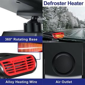 img 3 attached to Portable Folding Car Fans: 12V Car Heater, 2 in 1 Heating 🚘 & Cooling Thermostat, Fast Heating Defrost Defogger with Cigarette Lighter Plug, 150W, Black