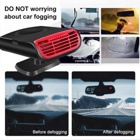 img 2 attached to Portable Folding Car Fans: 12V Car Heater, 2 in 1 Heating 🚘 & Cooling Thermostat, Fast Heating Defrost Defogger with Cigarette Lighter Plug, 150W, Black