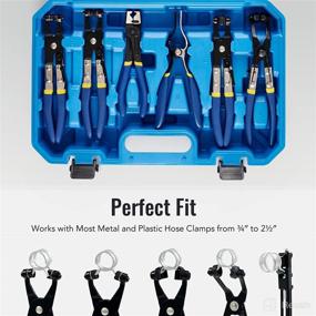 img 2 attached to 🔧 ORION MOTOR TECH 9pcs Hose Clamp Pliers: Fuel Oil & Water Hoses Remover Kit with Swivel Jaw Flat Band Pliers - Blue