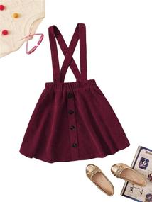 img 4 attached to Romwe Corduroy Elastic Overall Burgundy Girls' Clothing : Skirts & Skorts