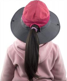 img 2 attached to Muryobao Kids Girls Ponytail Summer Sun Hat Wide Brim UV Protection Bucket Cap