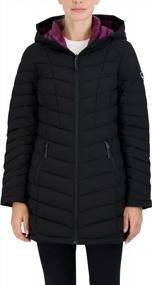 img 4 attached to Stay Warm And Stylish With HFX Women'S 3/4 Stretch Quilted Jacket: Front Zipper And Hand Pockets