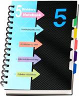 cagie 5 subject notebook with dividers: 220 pages, spiral bound journal for work, school and notes - wide ruled, black logo