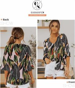 img 3 attached to GOSOPIN Women'S Boho Floral Chiffon Blouse With 3/4 Bell Sleeves And V-Neck - Casual Loose Button Down Top