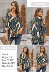 img 2 attached to GOSOPIN Women'S Boho Floral Chiffon Blouse With 3/4 Bell Sleeves And V-Neck - Casual Loose Button Down Top