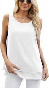 img 3 attached to Double-Layered Sleeveless Chiffon Tank Top For Women: Stylish And Casual Blouse Tunic By Jouica