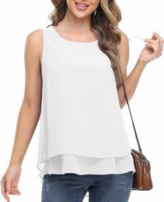 img 1 attached to Double-Layered Sleeveless Chiffon Tank Top For Women: Stylish And Casual Blouse Tunic By Jouica