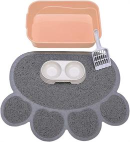 img 4 attached to 🐾 Small Cat Litter Box Starter Kit - Open Litter Pan, Mat, Scoop, and Bowl for Kittens up to 3 Months Old