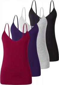 img 4 attached to 4-Pack Xelky Women'S V-Neck Lightweight Camisole Tank Tops With Adjustable Spaghetti Straps, Stretchy And Soft Undershirts In Plain Colors - Sizes S-XL