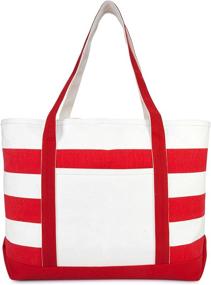 img 3 attached to DALIX Striped Premium Cotton Canvas Women's Handbags & Wallets ~ Totes