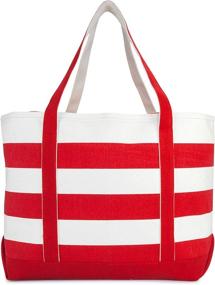 img 1 attached to DALIX Striped Premium Cotton Canvas Women's Handbags & Wallets ~ Totes