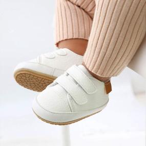 img 2 attached to PU Leather High Top Infant Sneakers With Soft Rubber Sole For Boys And Girls - Anti-Slip Toddler Shoes For Weddings, Uniforms, And Dress-Up By SOFMUO