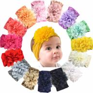 15-piece nylon newborn headband set with large chiffon flower bows for girls - perfect for infants, toddlers, kids, and children logo