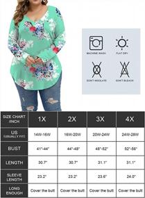 img 1 attached to Plus Size Floral Print Long Sleeve Shirts For Women - Casual V Neck Basic Tees And Dressy Tops For Fall Season By ALLEGRACE