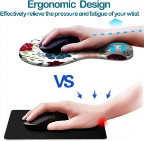 img 3 attached to 🌺 Dooke Ergonomic Mouse Pad: Cute Art Flowers Design for Home Office, Studying & Typing Comfort, Non-Slip Rubber Base & Wrist Support for Pain Relief