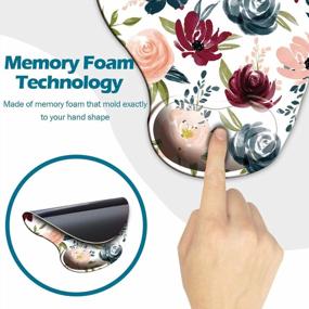 img 1 attached to 🌺 Dooke Ergonomic Mouse Pad: Cute Art Flowers Design for Home Office, Studying & Typing Comfort, Non-Slip Rubber Base & Wrist Support for Pain Relief