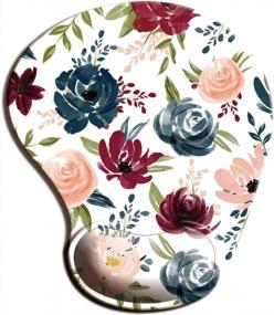 img 4 attached to 🌺 Dooke Ergonomic Mouse Pad: Cute Art Flowers Design for Home Office, Studying & Typing Comfort, Non-Slip Rubber Base & Wrist Support for Pain Relief