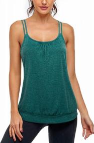img 3 attached to Women'S Yoga Workout Tank Top With Built-In Bra And Loose Fit Banded Bottom
