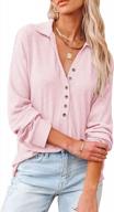 minthunter womens ribbed pullover top with buttoned lapel and long sleeves for casual wear logo