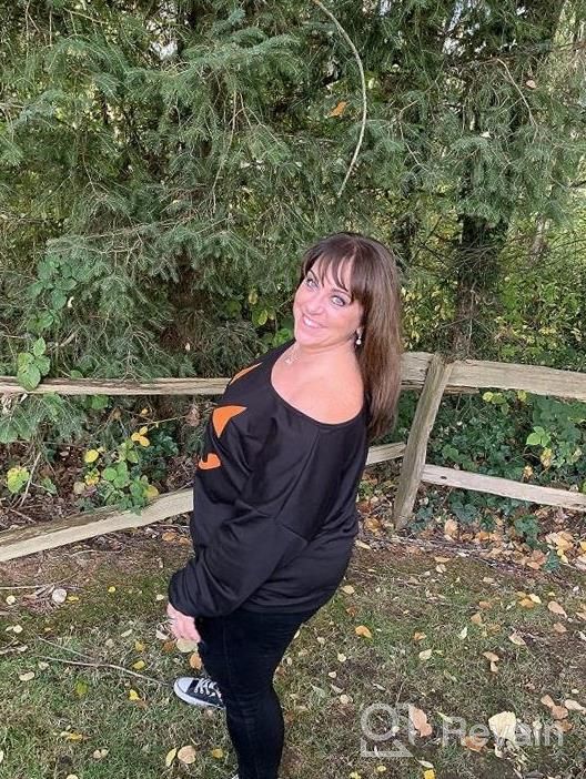 img 1 attached to Lymanchi Women Slouchy Shirts Halloween Pumpkin Long Sleeve Sweatshirts Pullover review by Marc Burke